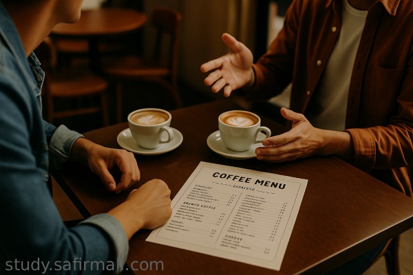 مکالمه در کافی شاپ به انگلیسی